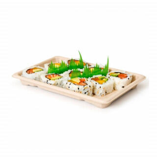 Коробка для суши Bionic 21,3*13,3*1,5 см, натуральный цвет, 50 шт, сахарный тростник, Garcia de Pou